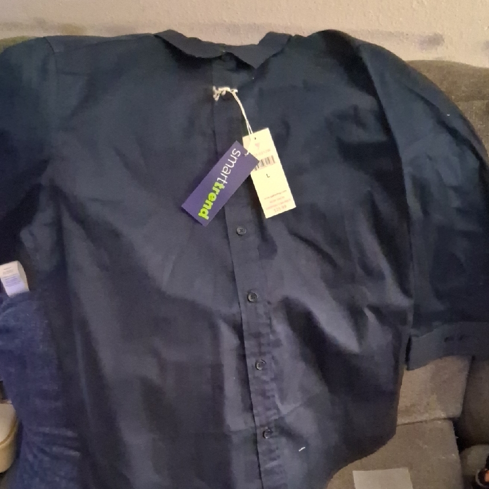 Smartworld Women's Navy Button Down Shirt